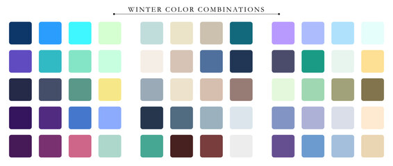 Winter color palette. Trend color palette guide template. An example of a color palette. Forecast of the future color trend. Match color combinations. Vector graphics. Eps 10.