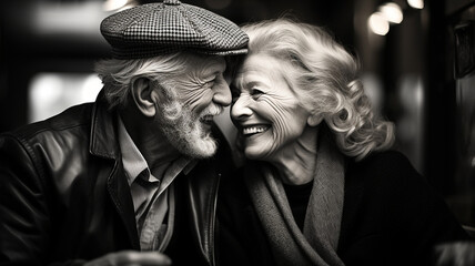 portrait of a fun loving older couple