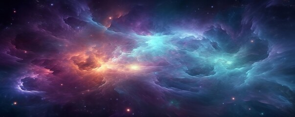 Colorful space galaxy cloud nebula. Stary night cosmos. Universe science astronomy. Supernova background wallpaper, Generative AI 