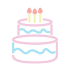 birthday party neon cake illustration