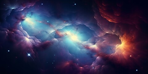 Colorful space galaxy cloud nebula. Stary night cosmos. Universe science astronomy. Supernova background wallpaper, Generative AI  - obrazy, fototapety, plakaty