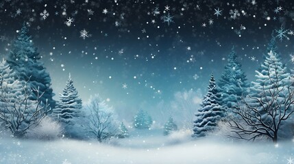 christmas background with winter landscape