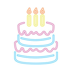 neon cake birthday party illustration