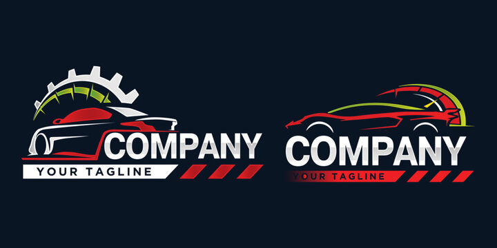 Set of car garage logo design template. Auto service logo design illustration.