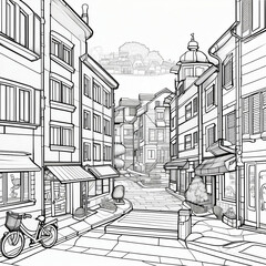 sketch of the street in the city