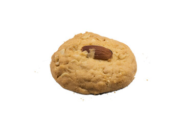 Almond and cashew nut cookies isolate on white background.has path
