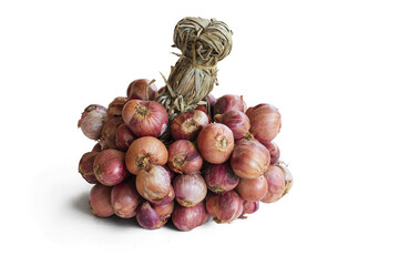 Red onions isolate on white background.