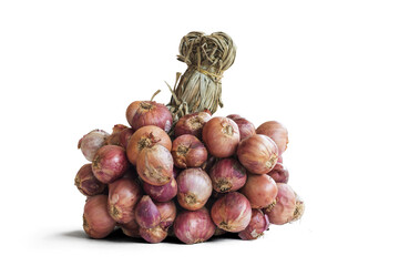 Red onions isolate on white background.