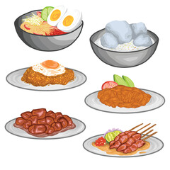 indonesian food set vector illustration