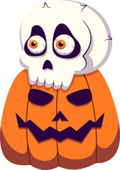 Pumpkin Skeleton Halloween Illustration