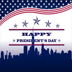 Happy President's Day American flag background social media template white blue design illustration
