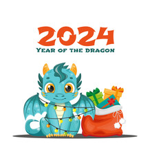 A postcard for the new year 2024. The Year of the Dragon. New Year. Vector illustration