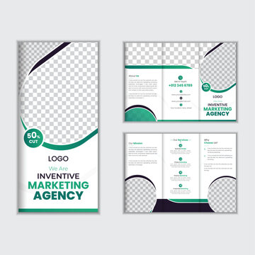 Modern and creative Tri-fold vector brochure design template, Brochure Flyer template flat design set, Layout with modern circle photo and abstract background, tri-fold minimal design