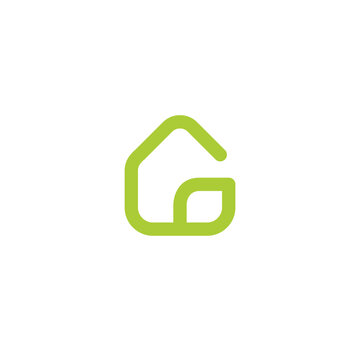 G Leaf Home Logo Design. Letter G Home Logo