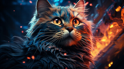 Beautiful funniest cat picture, cute feline animal background image - obrazy, fototapety, plakaty