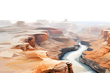 Abstract of Grand Canyon illustration isolated white background