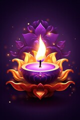 Diwali Poster Design the Oil Lamps Lit with Burning Diya   Festival of lights generative ai