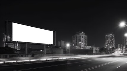 Advertising mock up blank billboard at night time with street light with copy space for public information board billboard blank for outdoor advertising poster