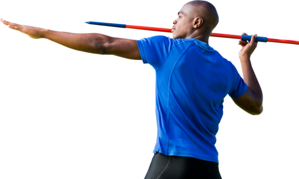 Digital png photo of african american javelin thrower on transparent background