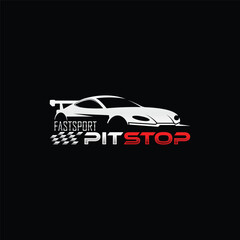 Sports car racing, tuning studio, pitstop, vector logo template.Perfect logo for business related to automotive industry - obrazy, fototapety, plakaty