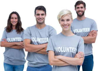 Digital png photo of caucasian volunteers on transparent background