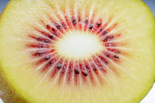 Close up, Red Kiwi Fruit sliced , Kiwi fruit texture.