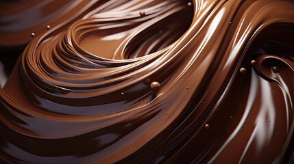 Whipped melted chocolate cocoa swirls splash texture on dark background created with Generative AI...