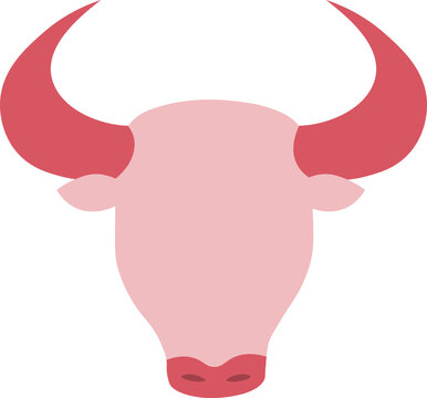 Digital png illustration of pink bull's head on transparent background