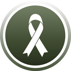 Digital png illustration of grey circle with white health awareness ribbon on transparent background