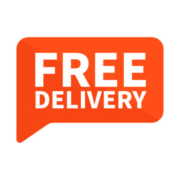 Free Delivery In Orange Rectangle Shape For Promotion Marketing
