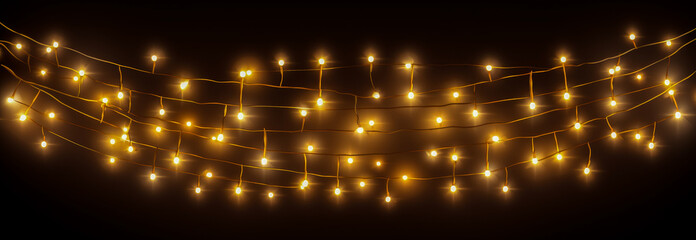 Fototapeta na wymiar Christmas lights. Glowing garland on dark background.