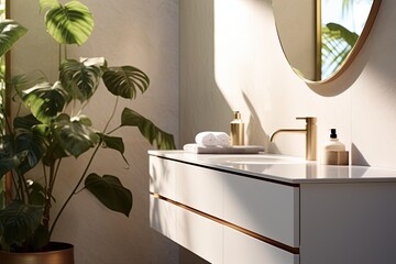 Fototapeta premium bathroom interior design template mockup beautiful basin counter top ideas showcase cosy clean and comfort home beautiful deisgn background