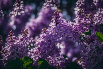 purple Lilac flowers in the wind
