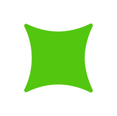 Green curved square star vector icon.