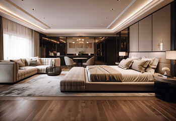 3d rendering luxury modern bedroom. luxury bedroom interior generative ai