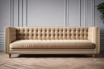 a sofa with Scandinavian-style button tufting or channel tufting