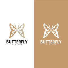 Butterfly Logo, Animal Design With Beautiful Wing Symbol Template