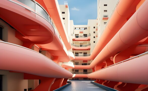 red and yellow 
Cerise walls frame rooftop garden of housing block by Pietri Architectes Cerise Walls, Rooftop Garden, Housing Block, Pietri Architectes
