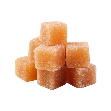 brown sugar cubes, pices isolated on transparent background Remove png, Clipping Path