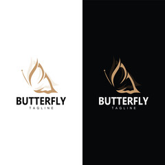 Butterfly Logo, Animal Design With Beautiful Wing Symbol Template