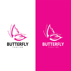 Butterfly Logo, Animal Design With Beautiful Wing Symbol Template