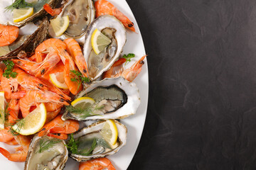 plate of shrimp and oyster, fresh seafood