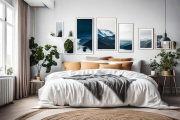 Scandinavian-themed wall art and prints into your bedroom decor