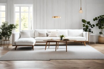 a Scandinavian sofa in a classic white upholstery for a clean and timeless look