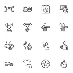 Obraz premium Soccer sports line icons set