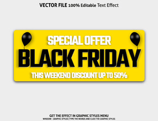 Special offer black Friday 3D editable text effect