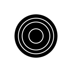 Carrom circular pieces of wood colored black round icon.