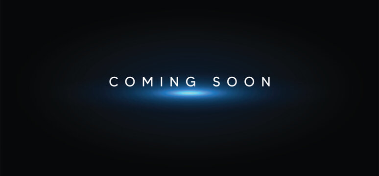 coming soon on dark background with glowing lights vector