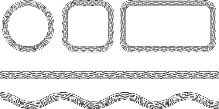 black white african border frame set