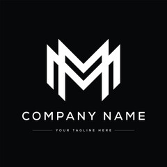 Monogram Letter MM Logo Design Vector. Black and White Logo. Usable for Business Logos. Vector Logo Design Template